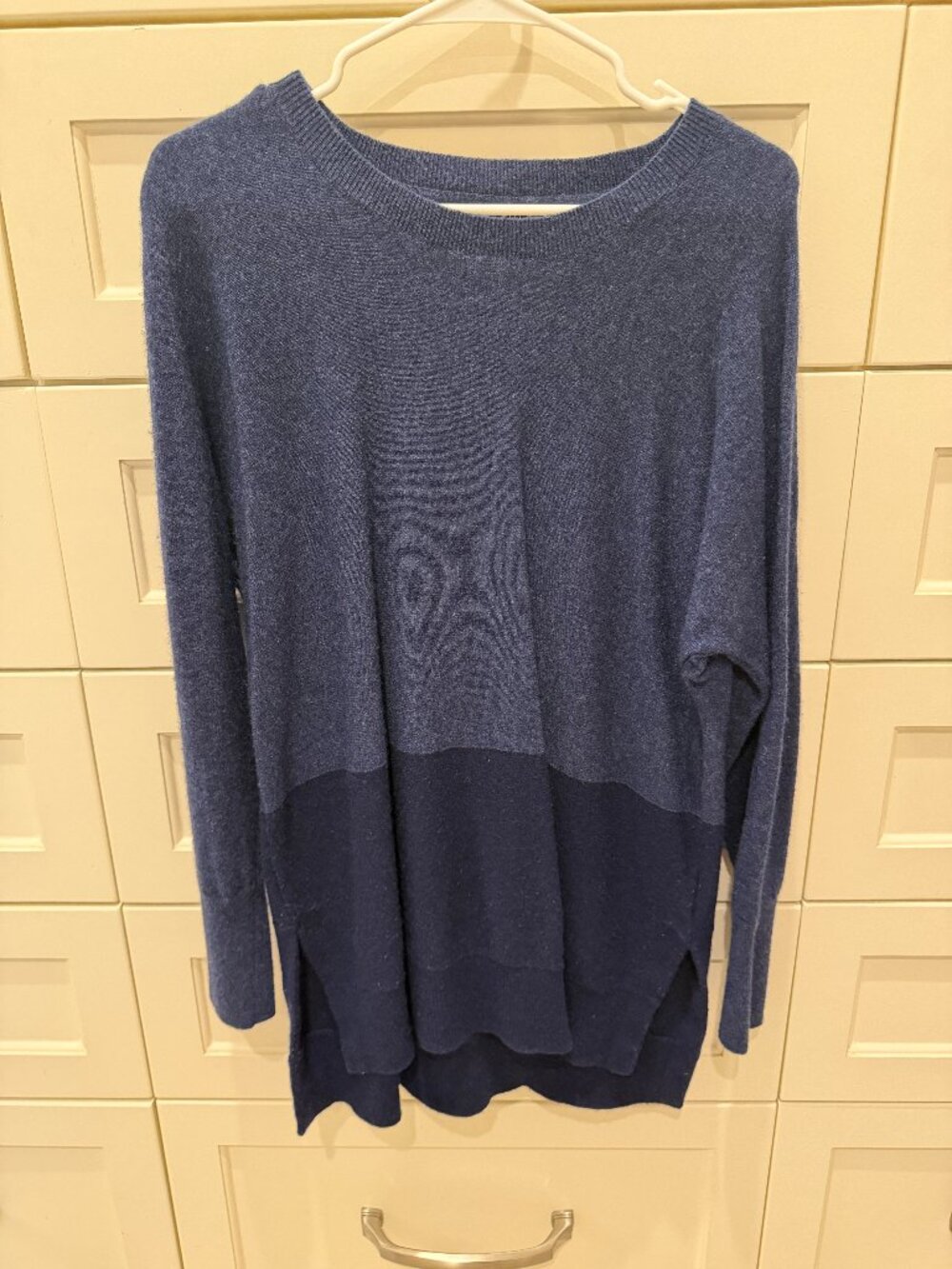 Athleta Wool Cashmere Stargazer Pullover Navy Black Colorblock Size M #209983